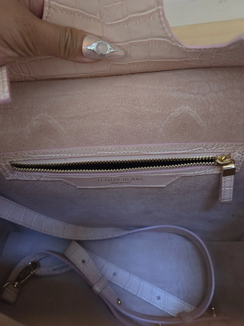 Teddy Blake Gigi Pink Croc-Embossed Satchel